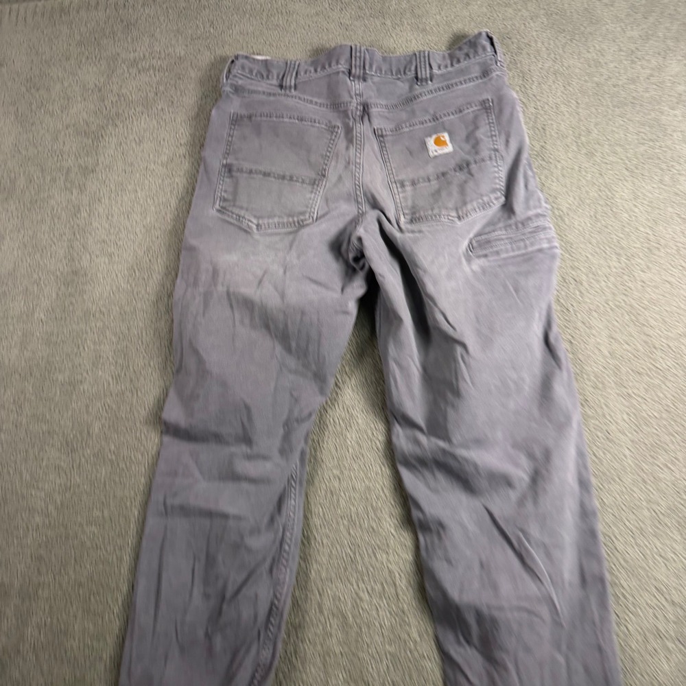 Carhartt Relaxed Fit Grey Canvas Work Pants 32x36 Utility Pocket Mens